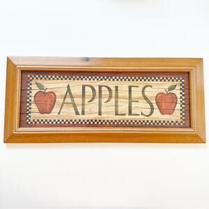 Apples Vintage 90s Cottage Farmhouse Sign Frame